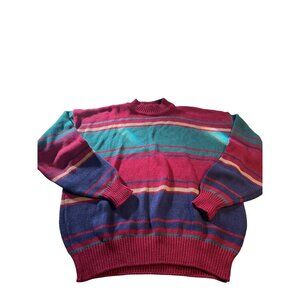 Vintage Lord Jeff Mens Striped Cotton Sweater Multicolor Size XL Made In USA
